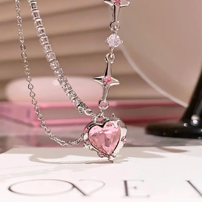 Sweet Pink Heart Necklace